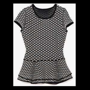 INTERMIX Honeycomb Knit Double Peplum Top